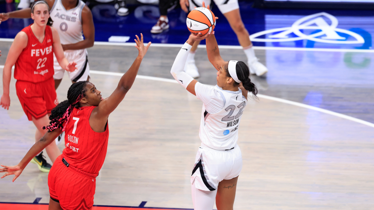 In a victory over Caitlin Clark and the Fever  Aces star A’ja Wilson breaks the WNBA single-season scoring record…